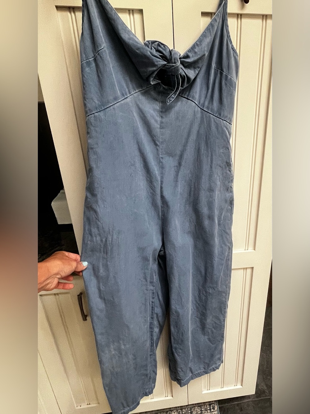 Old Navy Slate Blue Wide-Leg Overallals with Front Knot with Pockets M